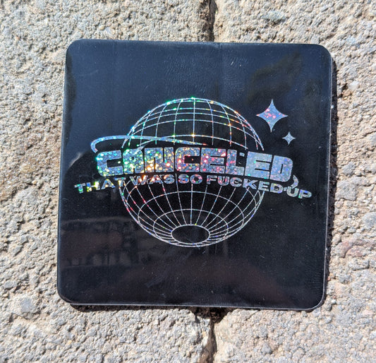CANCELED holographic disco ball sticker